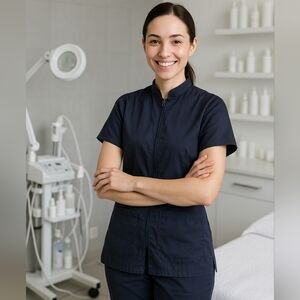 Noel Asmar Womens Grey Sienna Tunic Scrub Full Zip Top Size XS